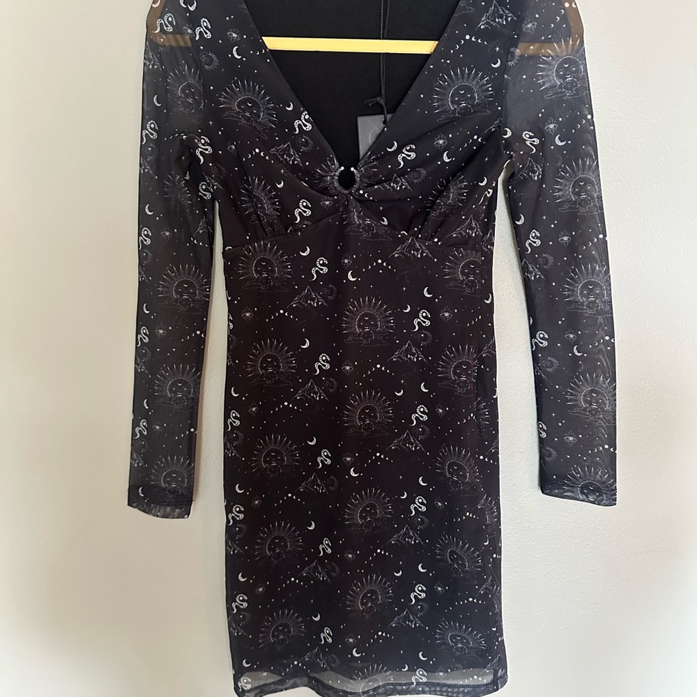 Elegant Black Patterned Dress